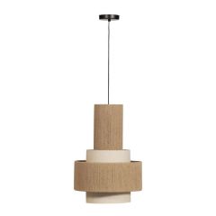 WOOOD hanglamp in naturel touwkleur met een speelse, gelaagde look. Deze hanglamp voegt natuurlijke warmte toe aan elk interieur.