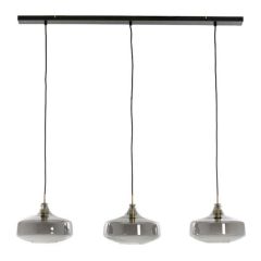 Hanglamp Ambada met drie glazen lampenkappen en een minimalistisch zwart frame.