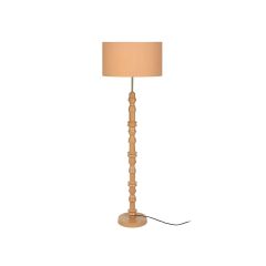 Vloerlamp Totem Smooth in terracotta, met een gedraaide marmeren voet en een textielen lampenkap, voor een warme en sfeervolle uitstraling.