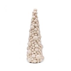 Rivièra Maison kerstboom Pom Pom in beige; een decoratieve kerstboom gemaakt van zachte pompons, perfect als feestelijke tafeldecoratie.