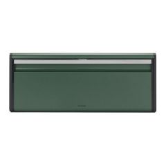 Vooraanzicht van de Brabantia Broodtrommel met klepdeksel in Pine Green, met een strak en modern design.